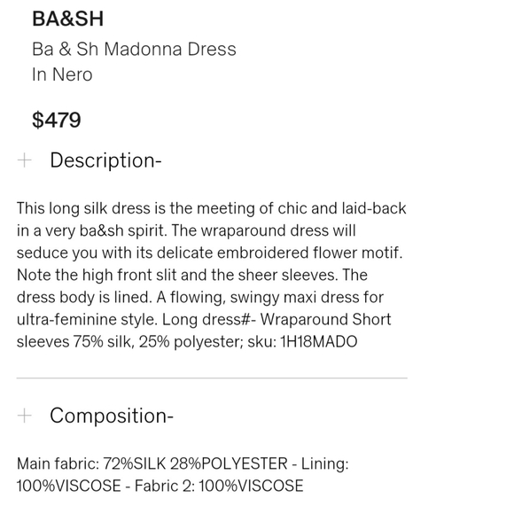 ba&sh Madonna Dress Silk Maxi Wrap small 4 black - Picture 8 of 10